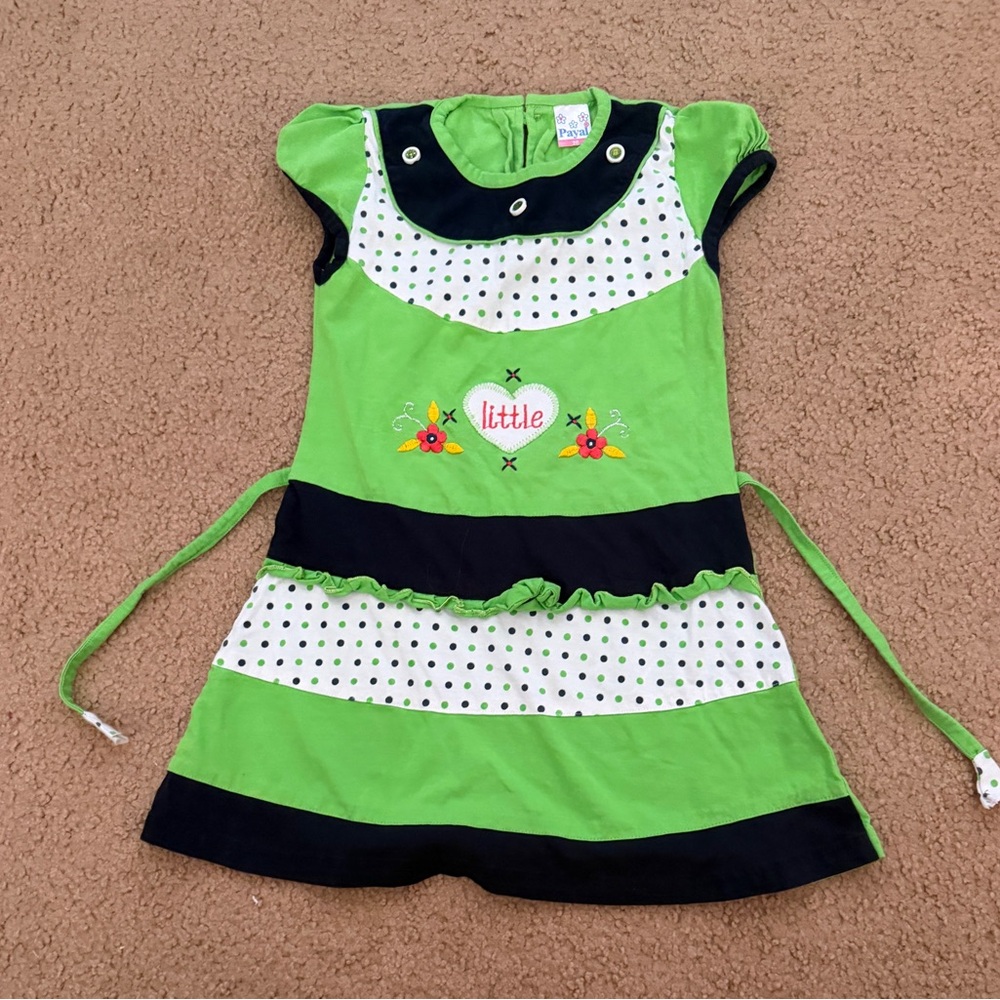 Payal Green Polka Dot Casual Dress